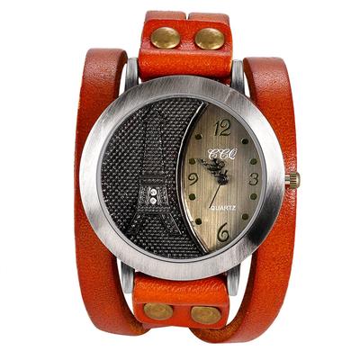 Lancardo Lederarmband Numerisch Drei Farben zur Auswahl Orange Uhr, Uhr, Uhr, Mehrfachwicklung, Herren, Damen, Unisex, Schüler, Zifferblatt, Wasserdicht,