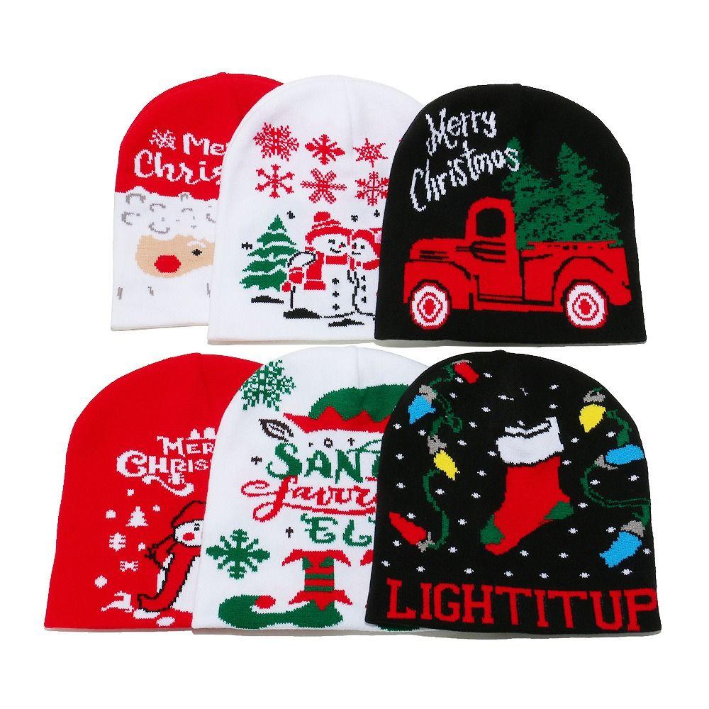 Christmas Tree Red Knitted Woolen Hat Snowman Santa Claus Beanie Hat Xmas Headwear  Winter Autumn