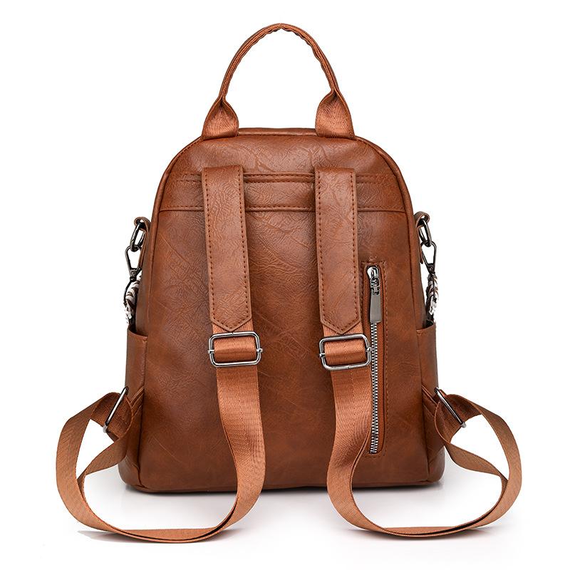 New Backpack Women's Pu Lightweight Fashion Retro Women's Bag Large Capacity Leisure Commuter Travel Backpack Women's Bag