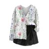 Women's V Neck Top Printing Thickened Plush Cashmere Warm Long Top
