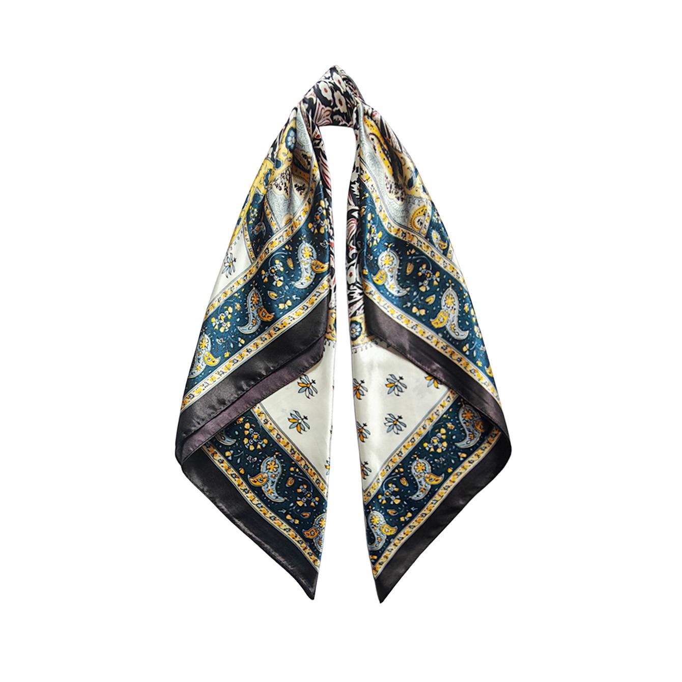 Cashew Flower Scarf, 90cm: Women’s Headscarf, Vintage, Versatile Satin, Large Scarf, Printed Scarf 90x90cm
