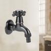 G1/2in Thread Retro Style Water Tap Brass Black Short Type Washing Machine Quick Open Faucet
