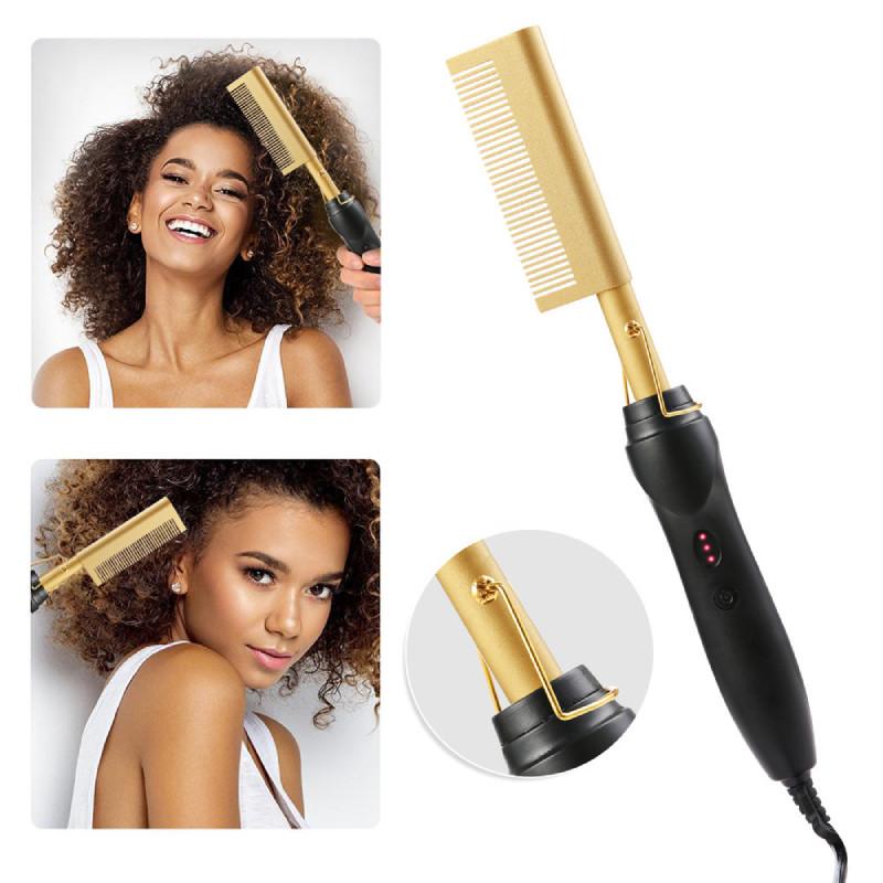 Comb Hot Hair Straightener Professional Press Comb Electric Curler Portable