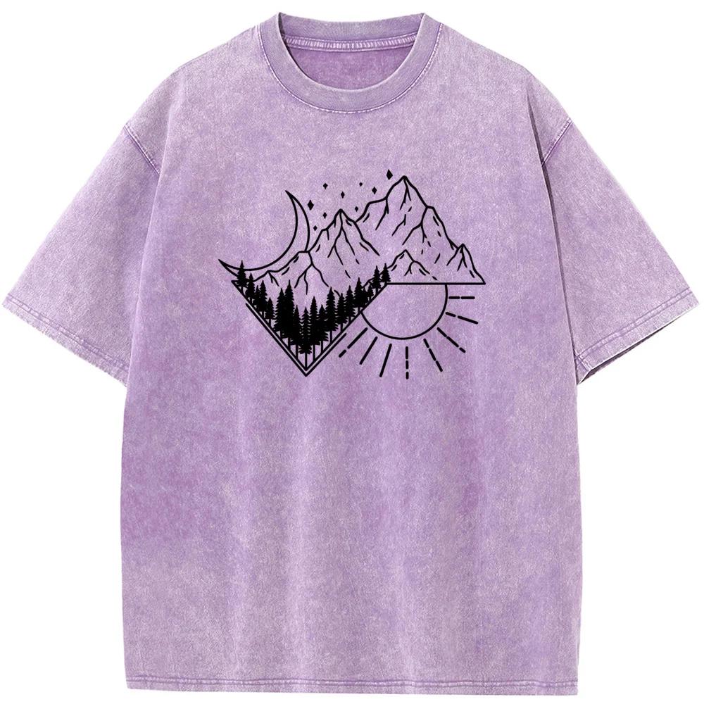 Men's Outdoor Rectangular Night and Day Short-Sleeved ShirtMen Women Fashion Oversized Unisex Breathable Casual Tees