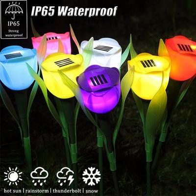 Lampe solaire LED d'extérieur en forme de tulipe et de rose