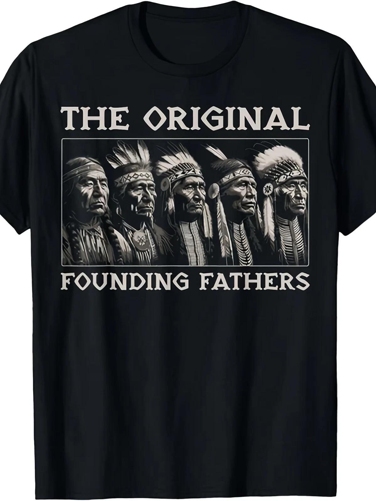 Retro Native American Chief Graphic T-Shirt Vintage Tribal Warrior Head Tee Unisex T-Shirt M