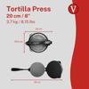 Victoria 8 Inch Commercial Grade Cast Iron Tortilla Press Ultra Heavy Duty HD Iron Victoria TOR001 20cm Cast Iron HD Iron Tortilla Press Taco Press