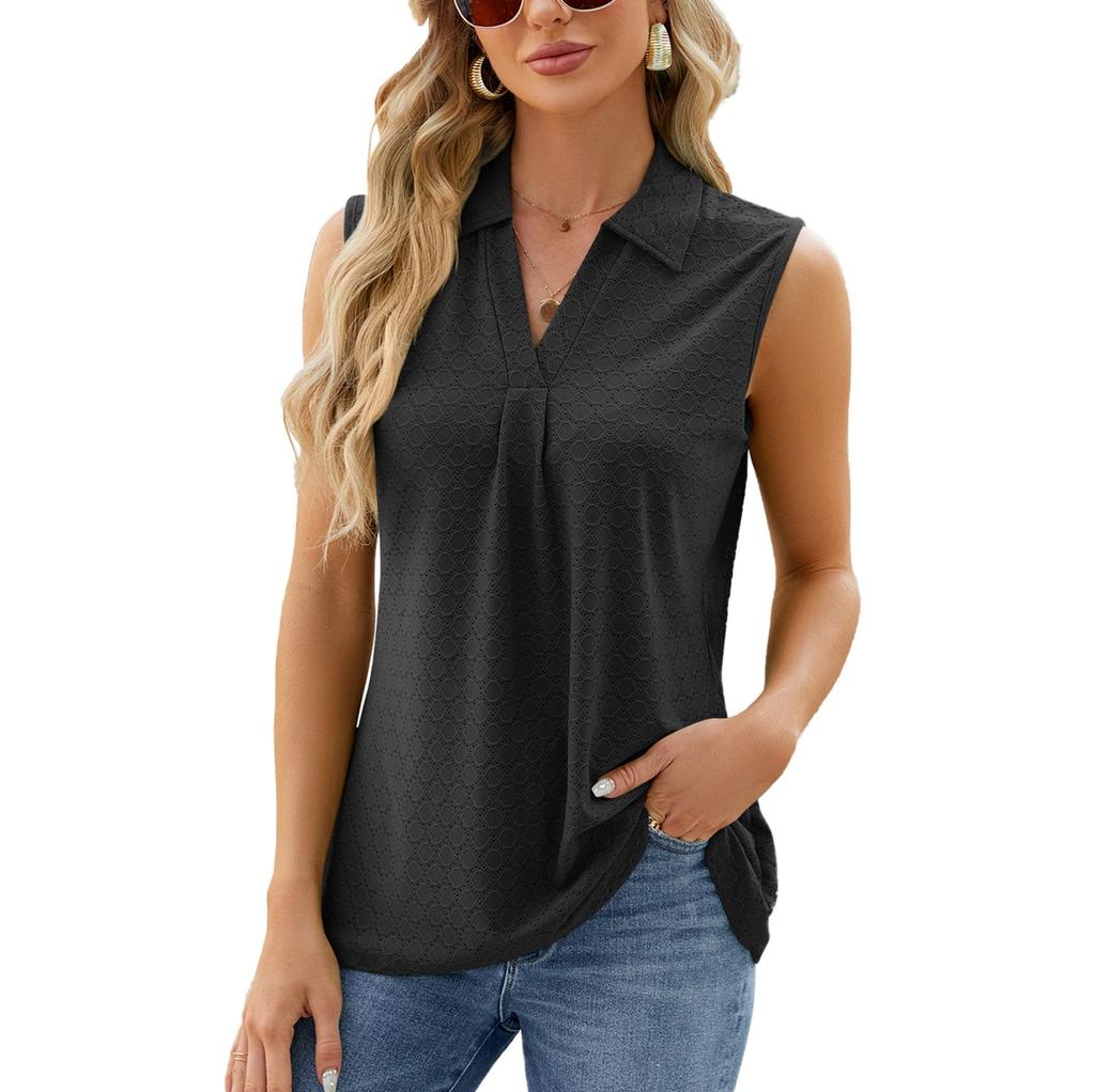 Women Fashion Color Sleeveless Tops V Neck Vest Tops