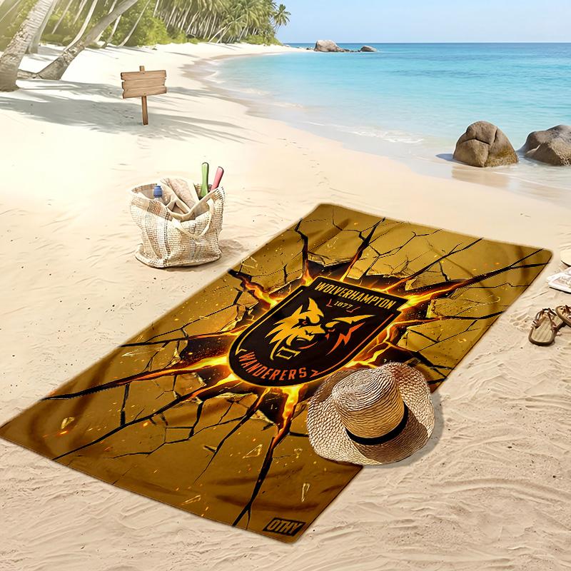 Asciugamano da Spiaggia Stampa Calcio Wolverhampton Wanderers, Asciugamano Grande Morbido Asciugatura Rapida per Spiaggia Campeggio Nuoto
