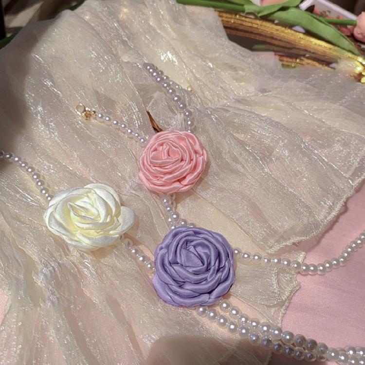 Pendant Necklaces Artificial Pearl Flower Choker Women Girls Chain Necklaces