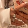 Y2K Style Crystal Pentagonal Star Ring for Women Romantic Moon Hollowed Out Star Personality Metal Finger Rings Fashion Jewelry