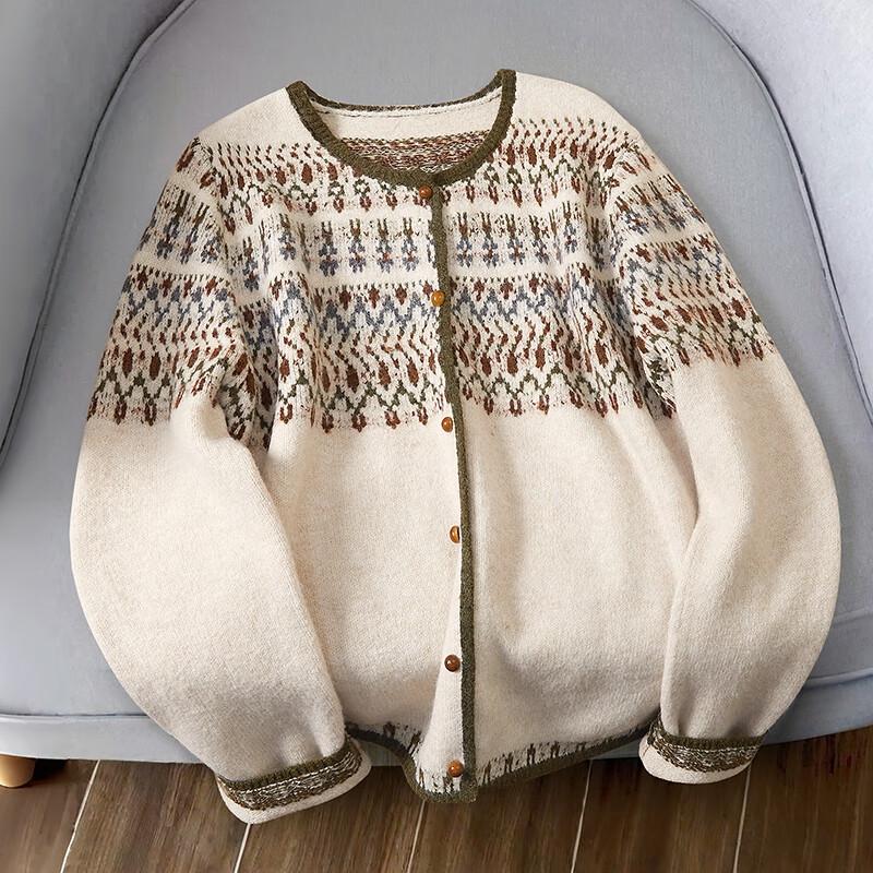 Dámský pletený kardigan s barevným blokováním ve stylu Fair Isle