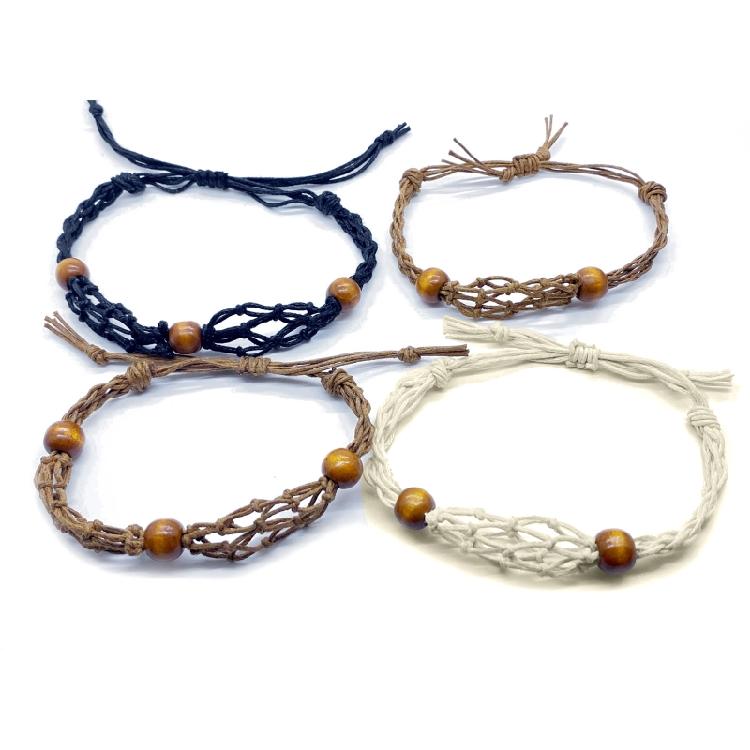 Crystal Holder Bracelet Adjustable Rope Bracelet Cord Handmade Woven Netted Cage