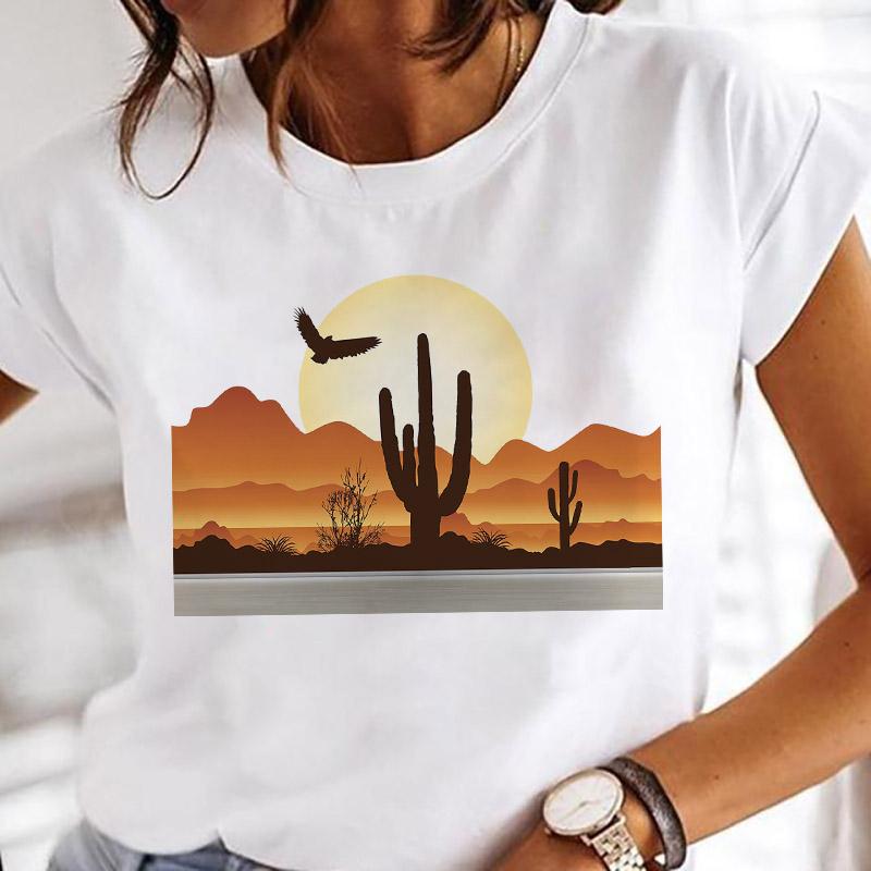 Women Printing Clothes Custom T-Shirt Watercolor Cute Tops Tshirt Short Sleeve Cartoon Heart Print Female Graphic O-Neck Tees