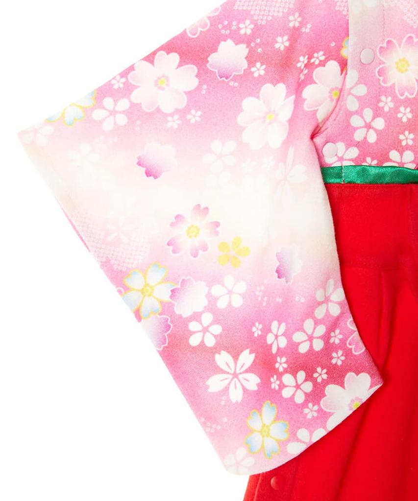 Aenak Mädchen Ganzkörper-Hakama-Strampler [795001] Hakama für die erste Mahlzeit, Japanische Kleidung, Kinderkleidung (Rot, Größe 90)