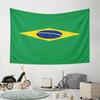 Brazil Flag Design with Green Background Pattern Wall Hanging Tapestry Decorative Tapestry Home Decor for Bedroom and Living Room