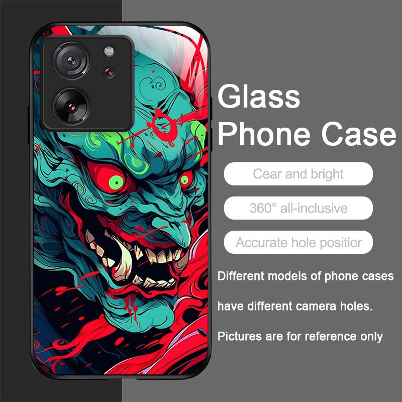 Tempered Glass Phone Case for Motorola Moto G85 G84 G75 G55 Edge 50 Fusion 40 Neo 30 Pro Cover Japan Ghost Face Samurai Pattern