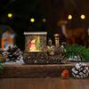 Creative Gold-Brushed Christmas Locomotive Ornament with Luminous Water-Filled PVC Night Light