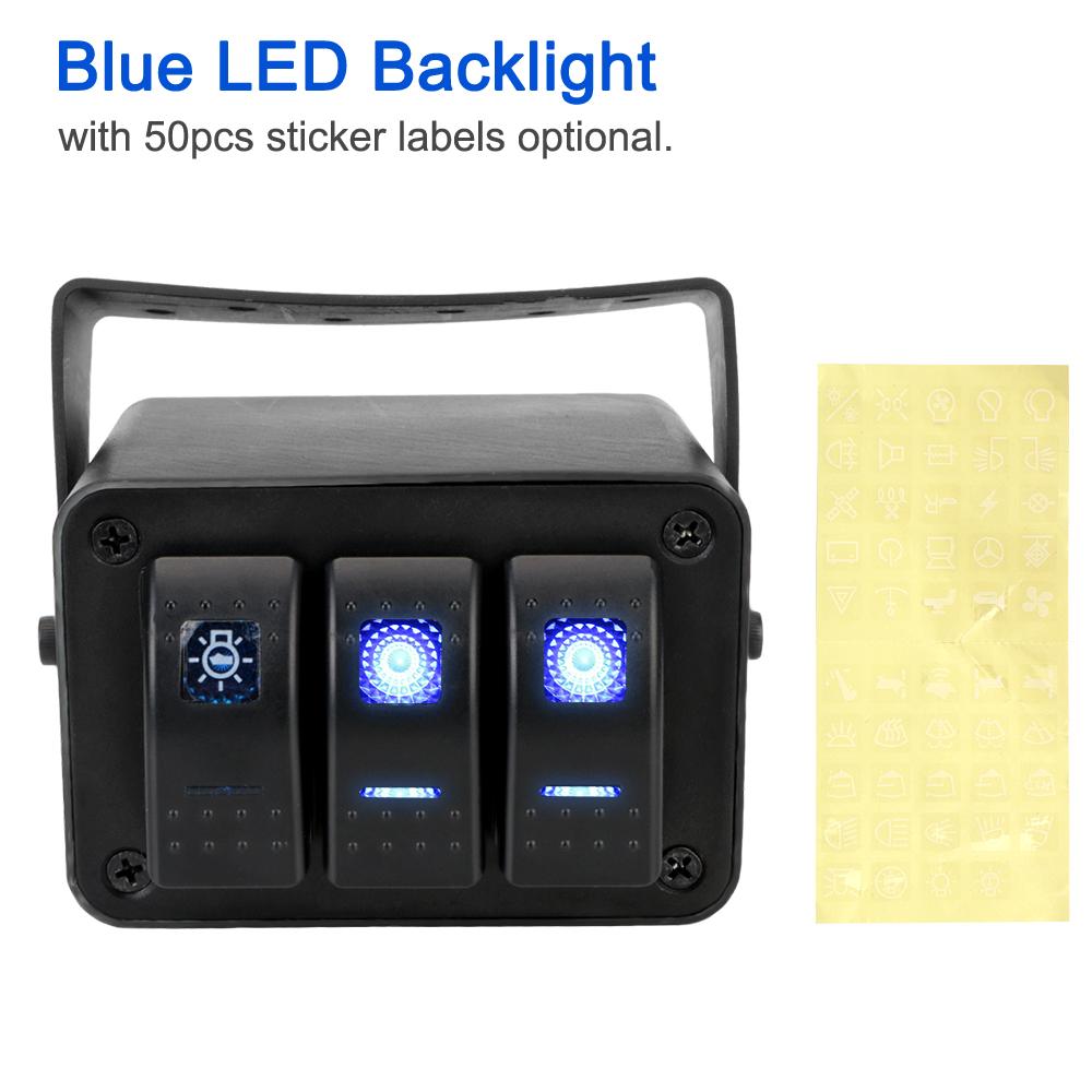 2/3 Gang Rocker Switch Panel 12-24V For Vehicles Caravan Truck Marine Rotate Case With Bule LED Light Indicator Waterproof