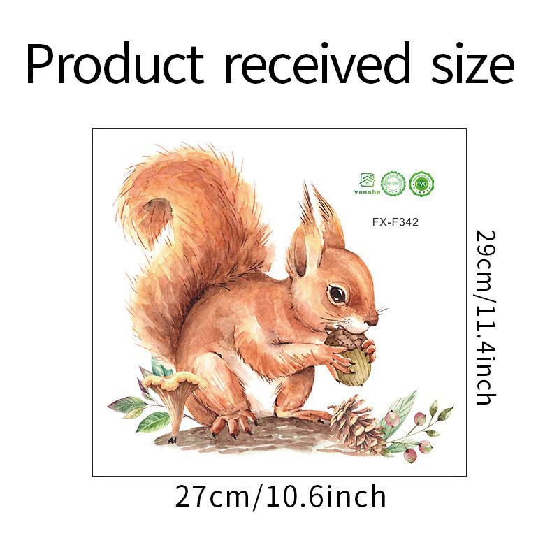 Cartoon Cute Squirrel with Pinecone Wall Sticker for Kids Room Kindergarten Home Decor Self-Adhesive Removable Decal