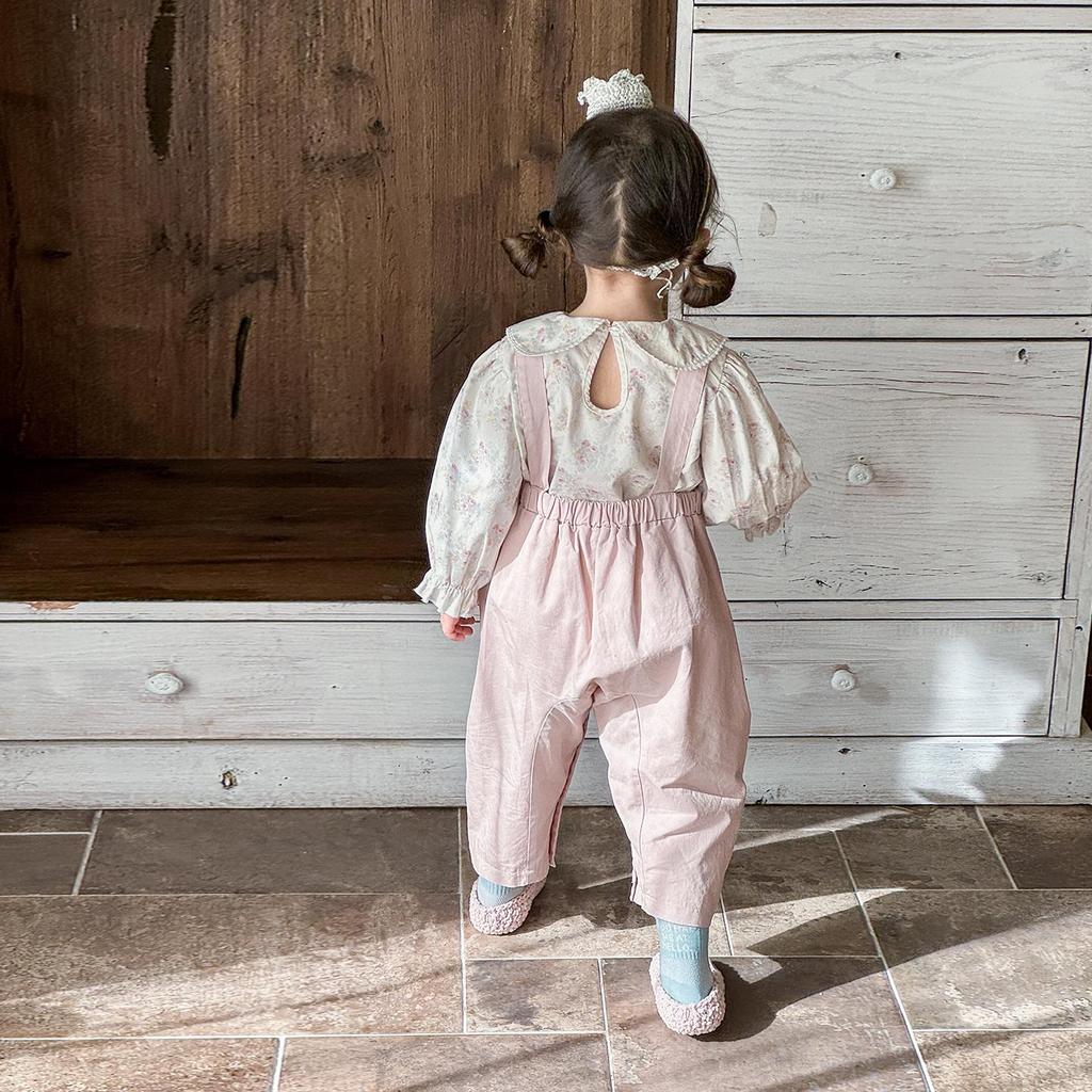 2026 Spring Korean-Style Floral Long-Sleeve Shirt & Top Set for Girls