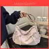 Nylon Folded Shoulder Crossbody Bag For Casual Daily Use With Zipper Closure