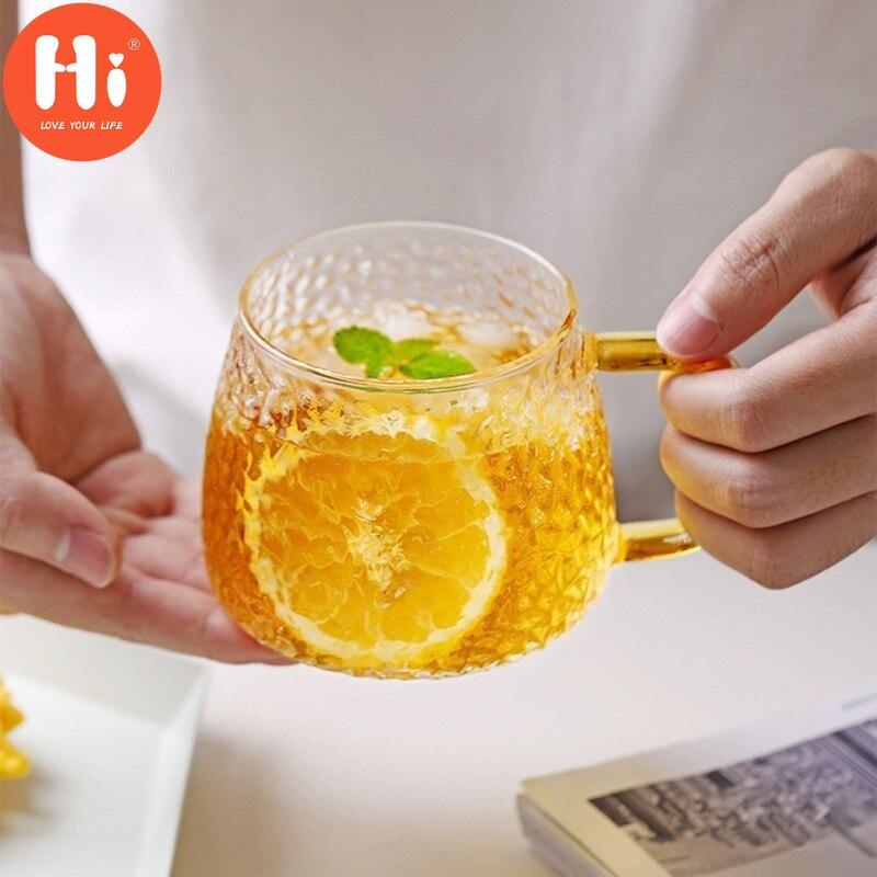 Sklo odolné proti vysokým teplotám s hrníčkem kladiva Šálek domácího čaje Šálek kávy Šálek mléka Šálek na džus Šálek na ošetření Šálku na nářadí Žlutá sklenička 420 ml