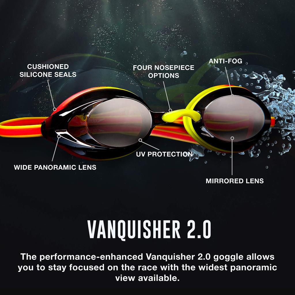 Speedo Vanquisher Mirrored Swimming Gold 2.0 Goggles,