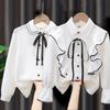 Girls Long Sleeve Shirt Spring Autumn Chiffon White T-Shirt Button Cardigan Lapel Tshirt for Student Uniform Tops