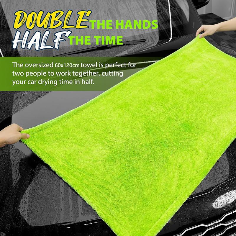 1400Gsm Ultra-Thick Drying Towel For CarMotorcycle Oversized 60X120Cm Cleaning Cloth Soft High Absorbent Car Detailing Towel