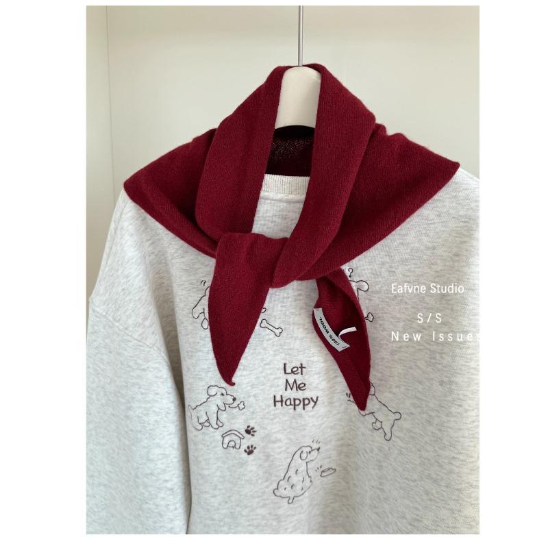 All wool Knitted Triangle Scarf Autumn and Winter Solid Color Versatile Shawl Vest Warm Shoulder Pads