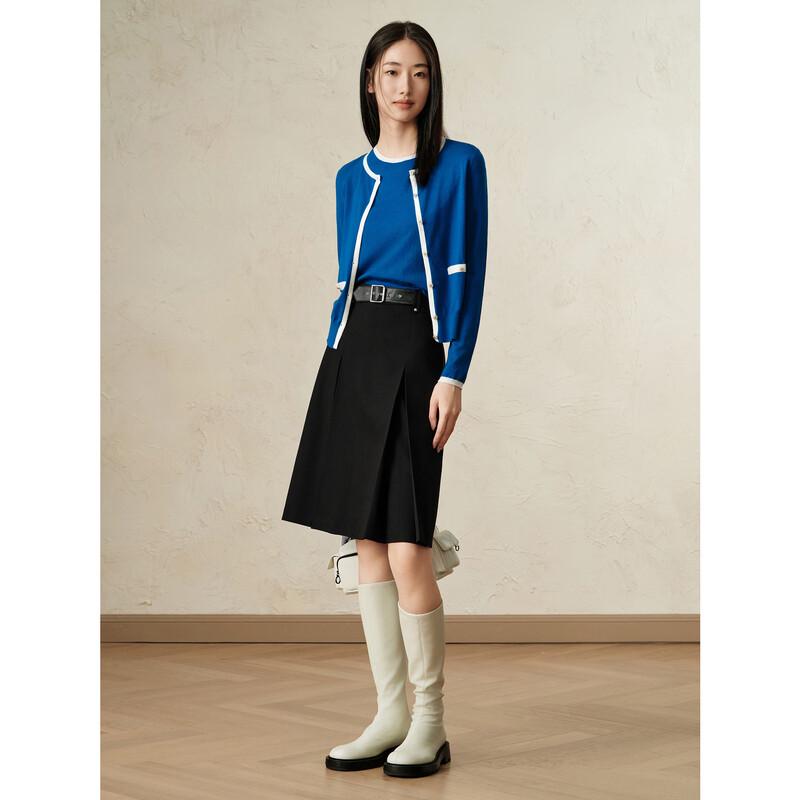 JUZUI Women's Wool Blend Round Neck Knit Sweater