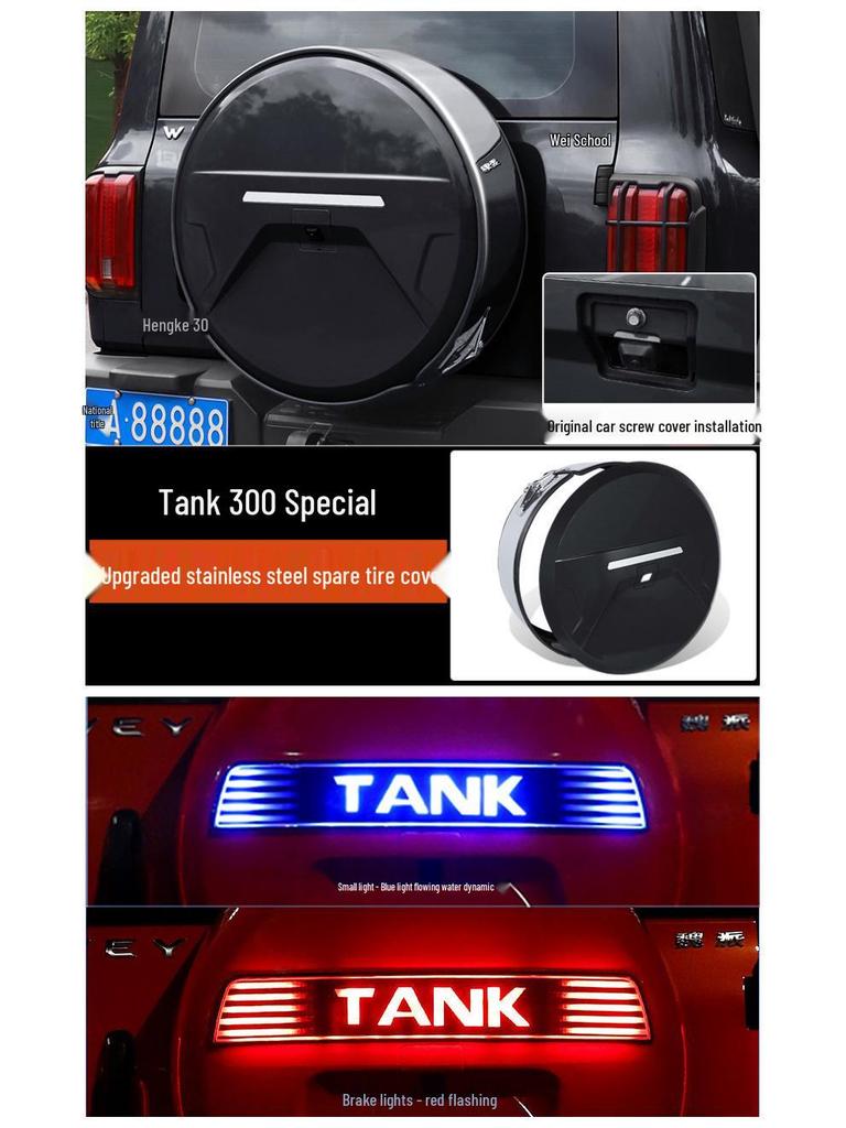 Compatible Stainless Steel Spare Tire Cover for Tank 300: Urban & Off-Road Models