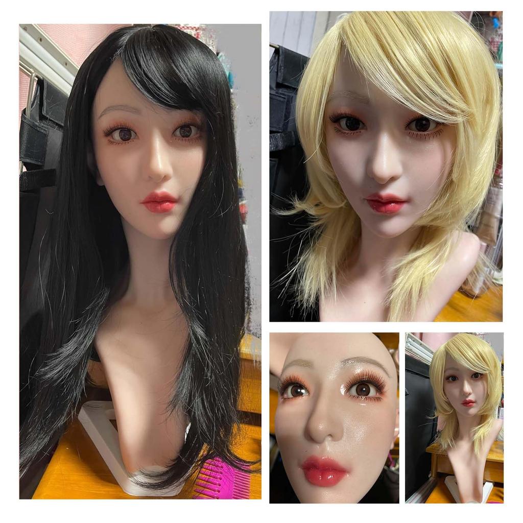 TEYVIYI Mannequin Head Wig Realistic Wig Wig Store Beauty Accessories Display Head, Model, Holder, Silicone, Soft, Skin-Tone, Stand, Accessory,