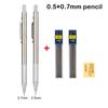 Full Metal Mechanical Pencil Set 0.3 0.5 0.7 0.9 1.3 2.0mm Art Drawing Automatic Pencil with Leads Office Kawaii School Supplies
