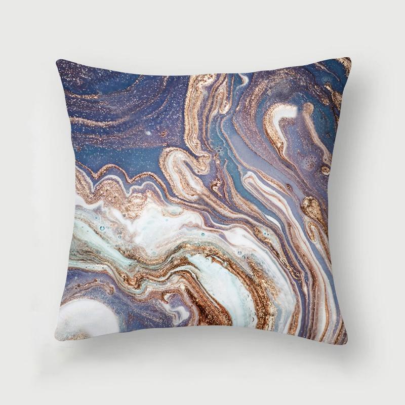Nordic Blue Marble Polyester Pillowcase Sea Rock Texture Bedside Sofa Chair Throw Pillow Cushion Cover Home Decor Cushion Cover