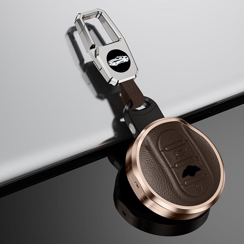 Aluminum Alloy With Leather Car Key Cover Remote Fobs Case Bag For BMW Mini Cooper S JCW Clubman F54 F55 F56 F57 F60 Countryman