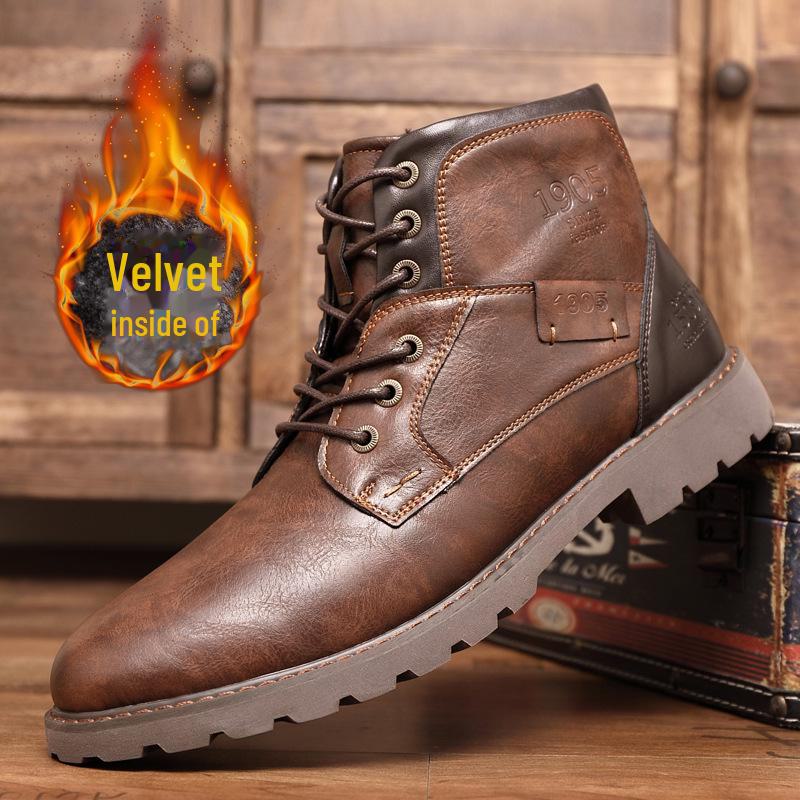 Men's Cross-Border Martin Boots: Casual Zipper High-Top Desert Work Boots, Large Size, Retro Style for Autumn and Winter.