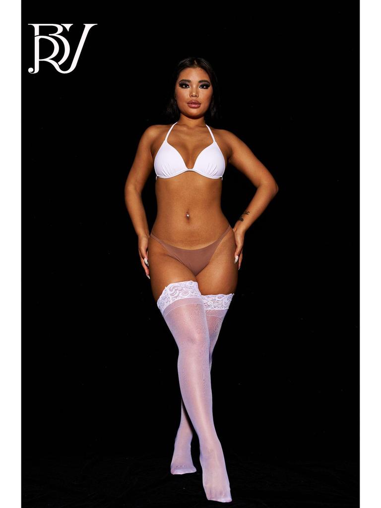 Plus-Size Elastic Tencel Lace Over-the-Knee Disco Socks
