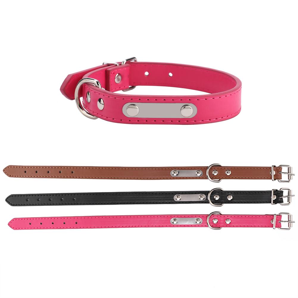 3Pcs Adjustable Soft PU Leather Pet Dog Collar Dog Training Collar with ID Plate