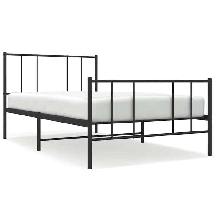 VidaXL Cadre de lit métal avec tête de lit-pied de lit noir 90x190 cm 352490