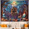 Yuiqear Blacklight Skull Tapestry UV Reactive Halloween Tapestries Psychedelic Moon Castle Tapestries Horror Pumpkin Tree Tapest