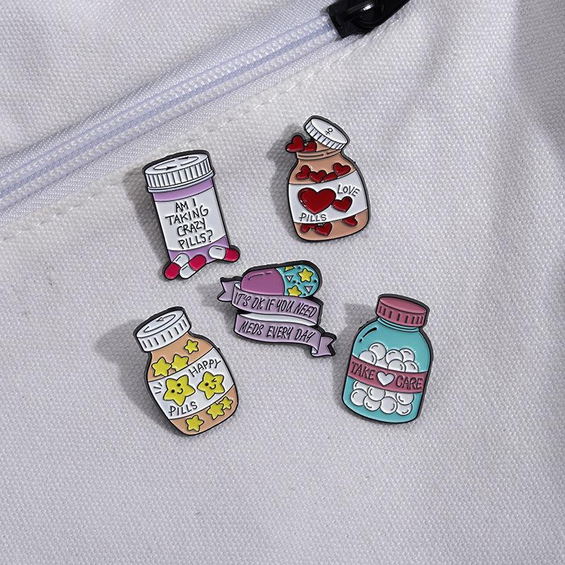 Medicine Bottle Desig Pins Acrylic Badges Brooch Lapel Pin For Women Clothes On The Backpack Accessories Jewelry