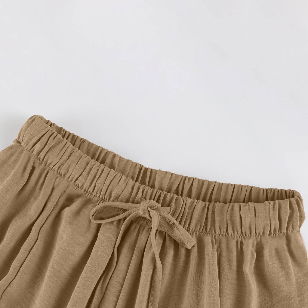 Women Plus Size Wide Leg Pants Middle Waist Summer Baggy Pants With Pockets