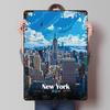 New York City Skyline Illustration Gedrucktes Poster Benutzerdefinierte Wandkunst Retro Vintage Metallblechschilder für Raumdekoration Schlafzimmer
