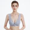 European and American plus-size front-opening button tank top, sexy lace wireless bra, push-up seamless women's lingerie