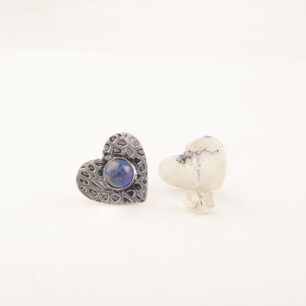 Natural Lapis Lazuli Gemstone 925 Sterling Silver Jewelry Handcrafted Studs 0.6" EE-143-20