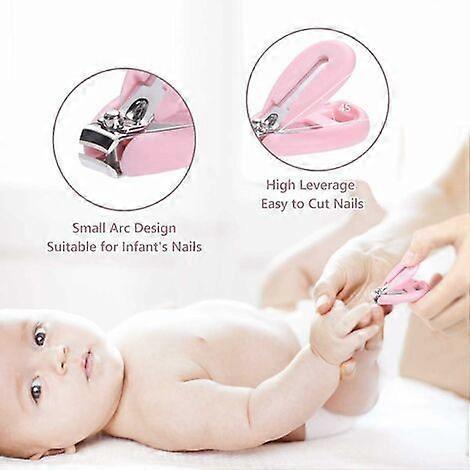 Manicure,5pcs Nail Care Set,Nail Care Kit for Babies and Toddlers,Nail Clippers,Scissors,File,Tweezers and Ear Pick (Pink)