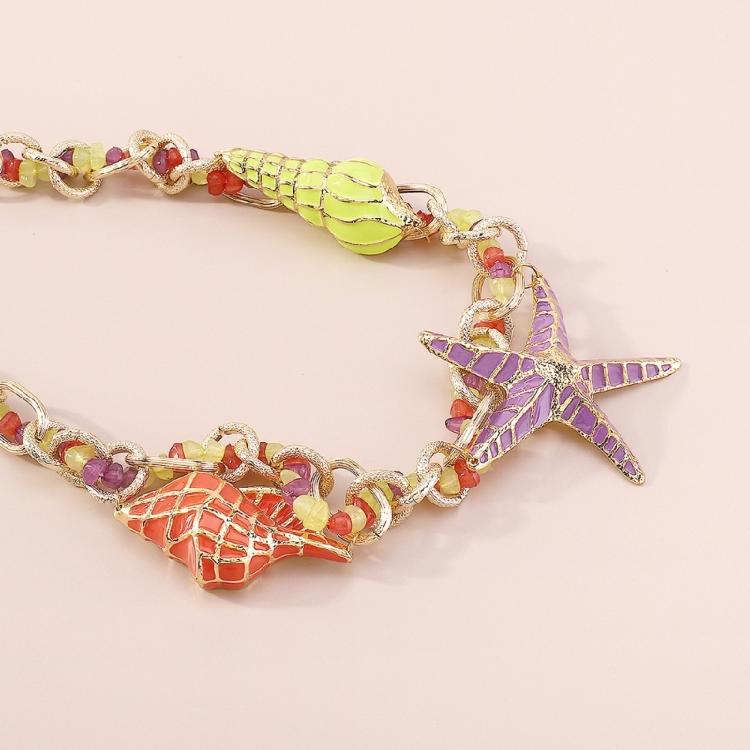 Starfish Conch Exaggerated Beaded Necklace Starfish Choker Girl Trend Jewelry