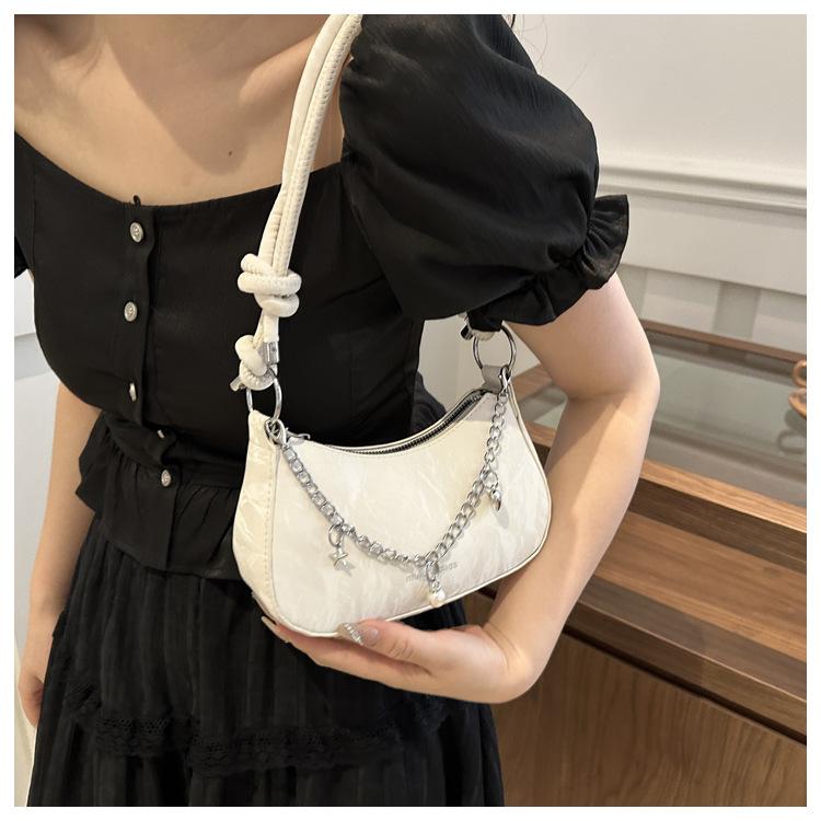 Chic Small Shoulder Bag for Women 2026 New Fashion Casual Crossbody Armpit Bag PU Leather Chain Purse KTB